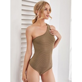 Striped One Shoulder Bodysuit