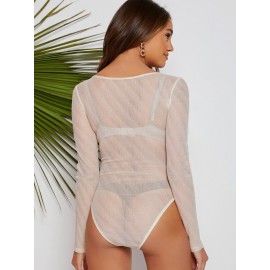 Scoop Neck Organza Bodysuit Without Bra