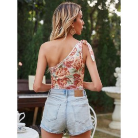 All Over Floral nt One Shoulder Bodysuit