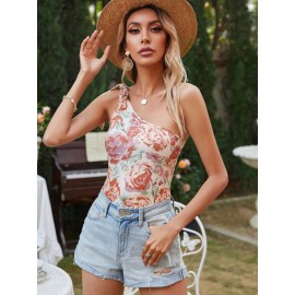 All Over Floral nt One Shoulder Bodysuit