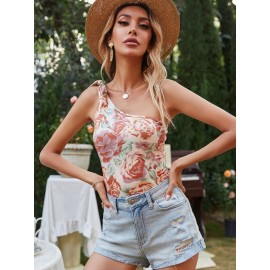 All Over Floral nt One Shoulder Bodysuit