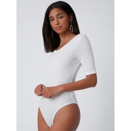 Buttoned Cutout Back Tee Bodysuit