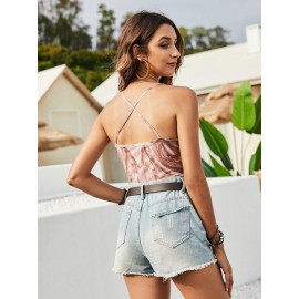 Graphic nt Ruched Bust Mesh Cami Bodysuit