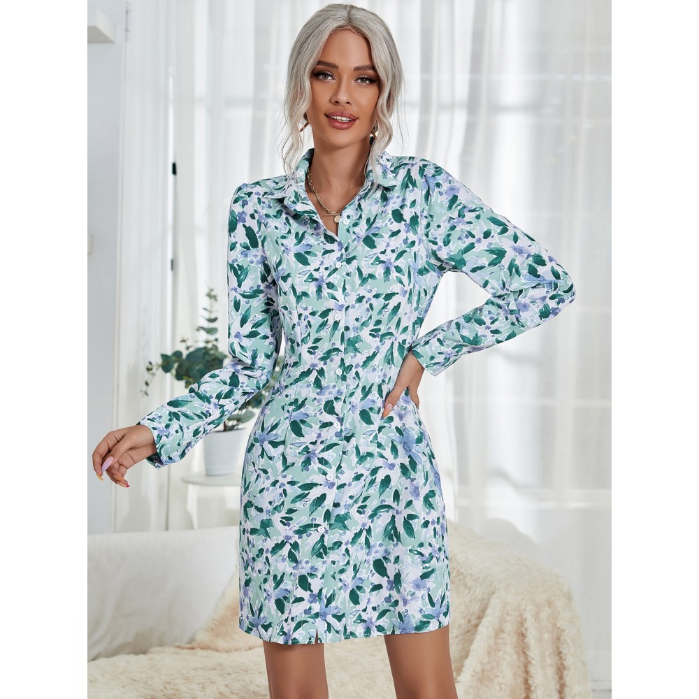 Allover Print Shirt Dress