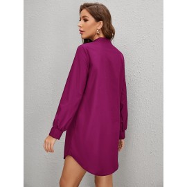 Solid Notched Neck Dress Without Belted