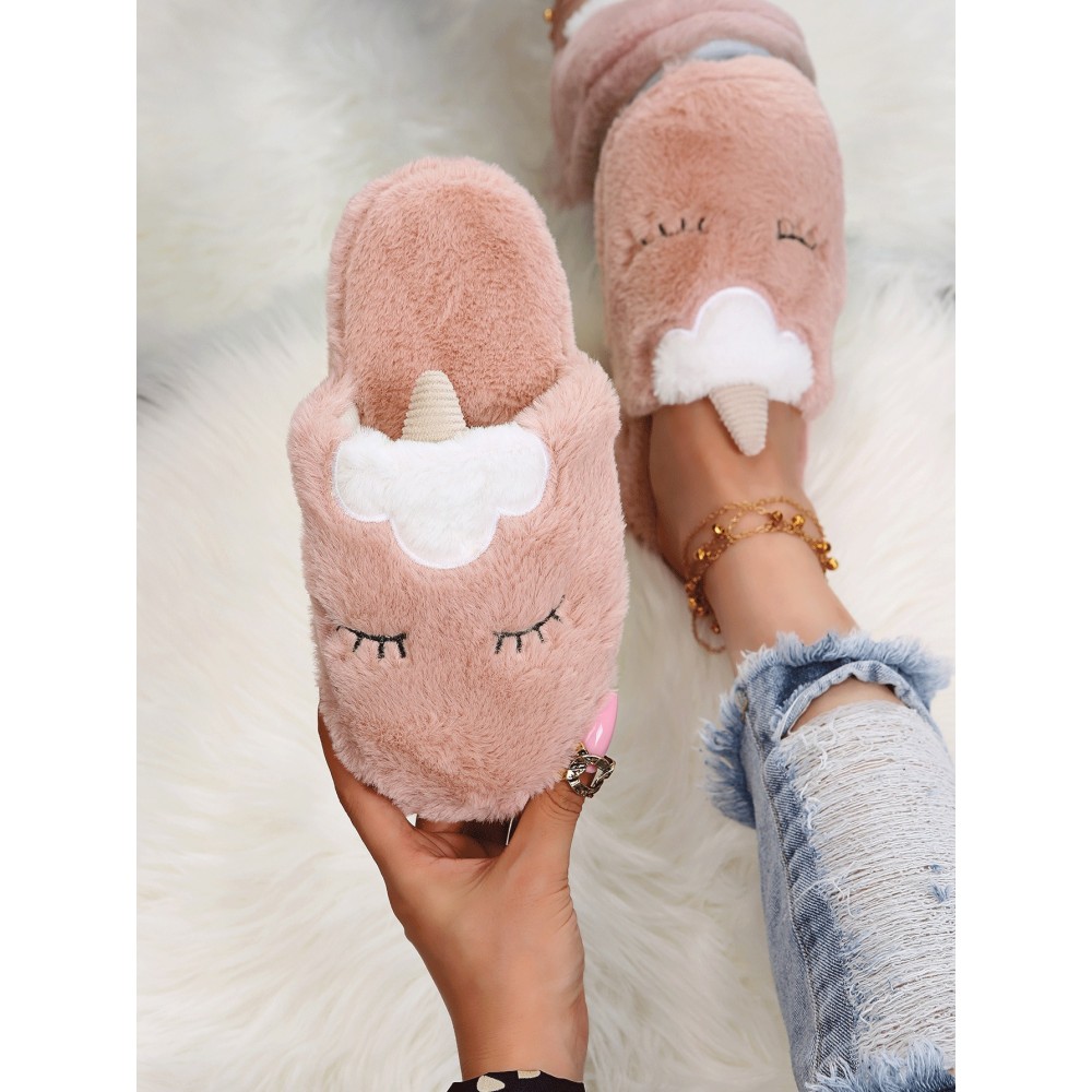 Cartoon Unicorn Design Bedroom Slippers