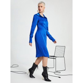 Solid Button Front Shirt Dress