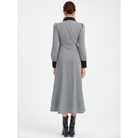 Bishop Sleeve Single Breasted Dress Without Belt