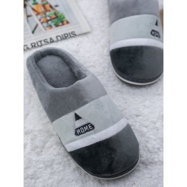 Colorblock Letter Patch Bedroom Slippers