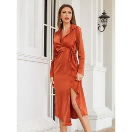 Split Thigh Knot Side Satin Dress