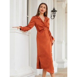 Split Thigh Knot Side Satin Dress