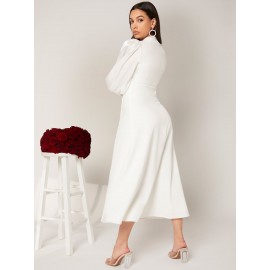 Notch Neck Double Breasted Wrap Dress