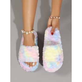 Tie Dye Fluffy Bedroom Slippers