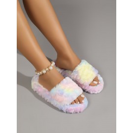 Tie Dye Fluffy Bedroom Slippers