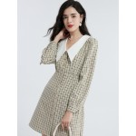 Plaid Peter Pan Collar Button Through Dress