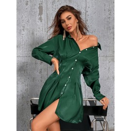 Drop Shoulder Shirt Dress