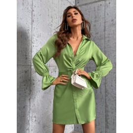 Twist Front Shirt Dress