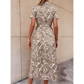 Allover Print Knot Side Wrap Dress