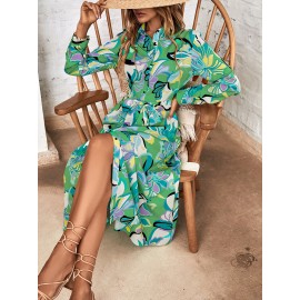 Floral Print Belted Shirt Dress