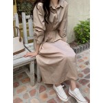 Solid Button Front Shirt Dress