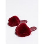 Rhinestone Decor Fluffy Slides