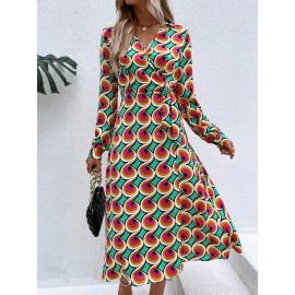 Allover Print Wrap Knot Side Dress