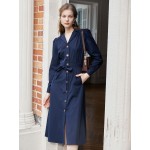 Lapel Collar Button Front Belted Shirt Dress